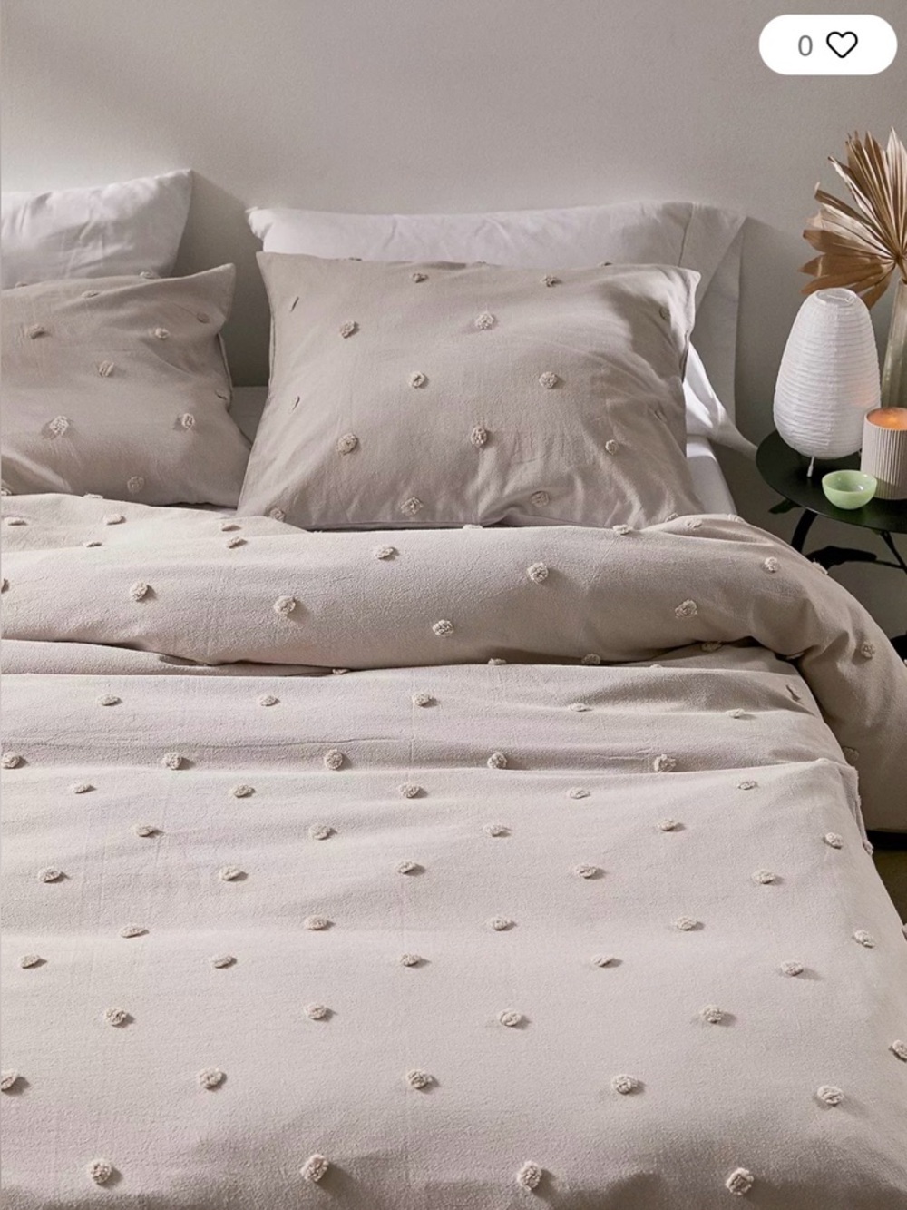 Urban Outfitters Tufted Dot Pillow Sham Set in Light Gray, Standard Size NEW